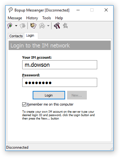 Login to the IM network interface