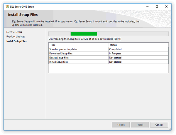 Installing software components required by Microsoft SQL Server2012 Express Edition